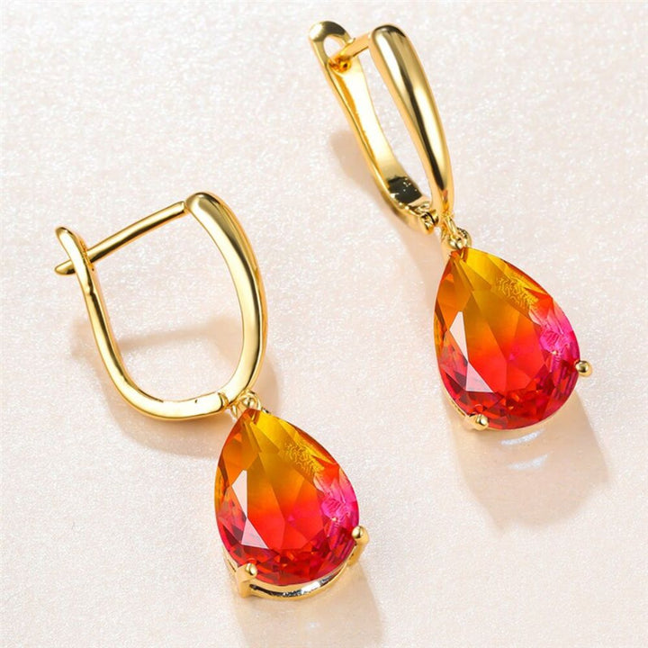 PAIRE DE BOUCLES D'OREILLES PENDANTES EN TOPAZE BICOLOR