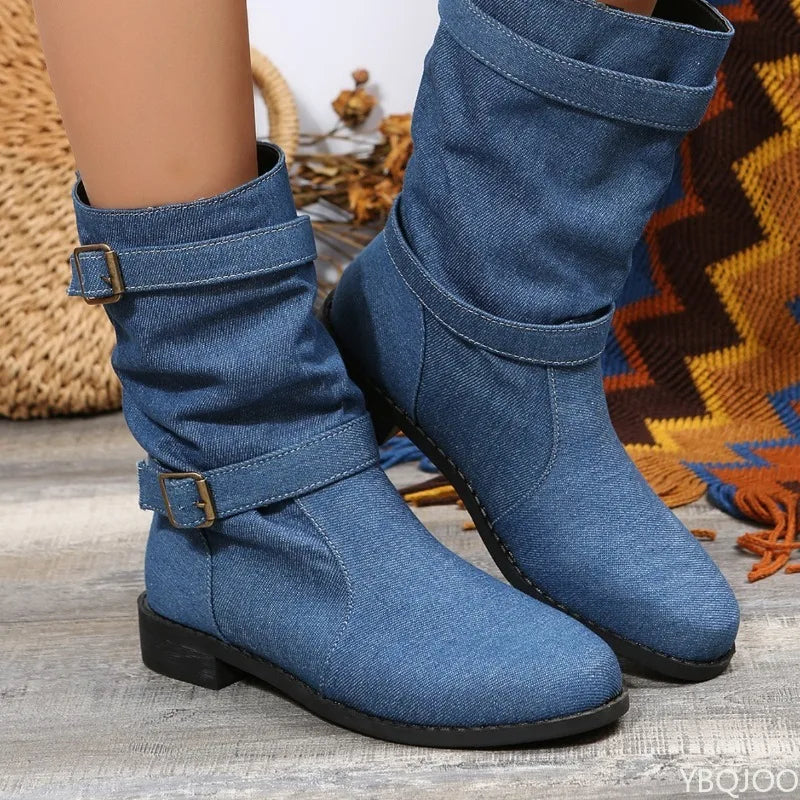 Denim Rodeo Ankle Boots