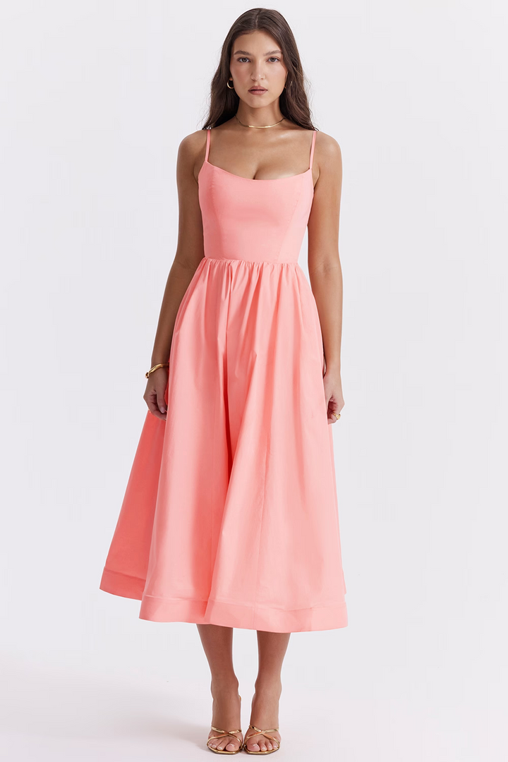 ESTELLE | Robe Midi Été Élégante Corset