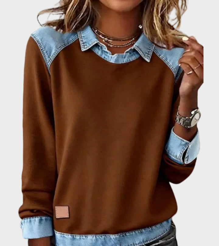 Ravit - Blouse en jean tissée à manches longues