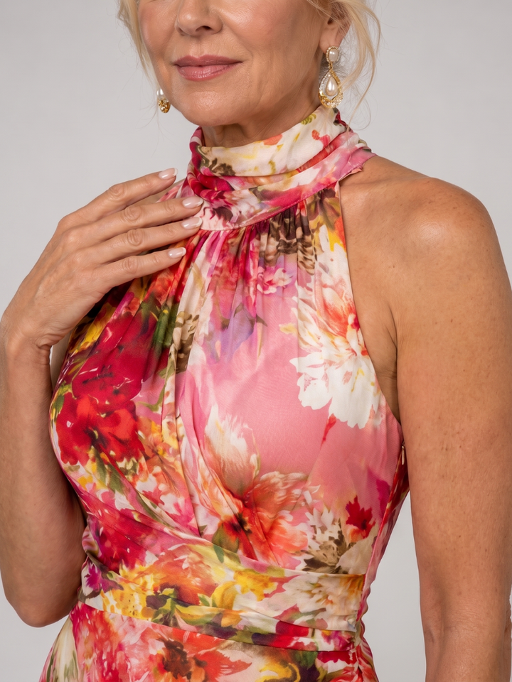 Elisabetta | Robe Maxi Imprimée Fleurie à Col Halter