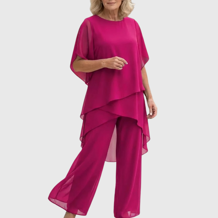 Linda | Ensemble avec pantalons palazzo drapés
