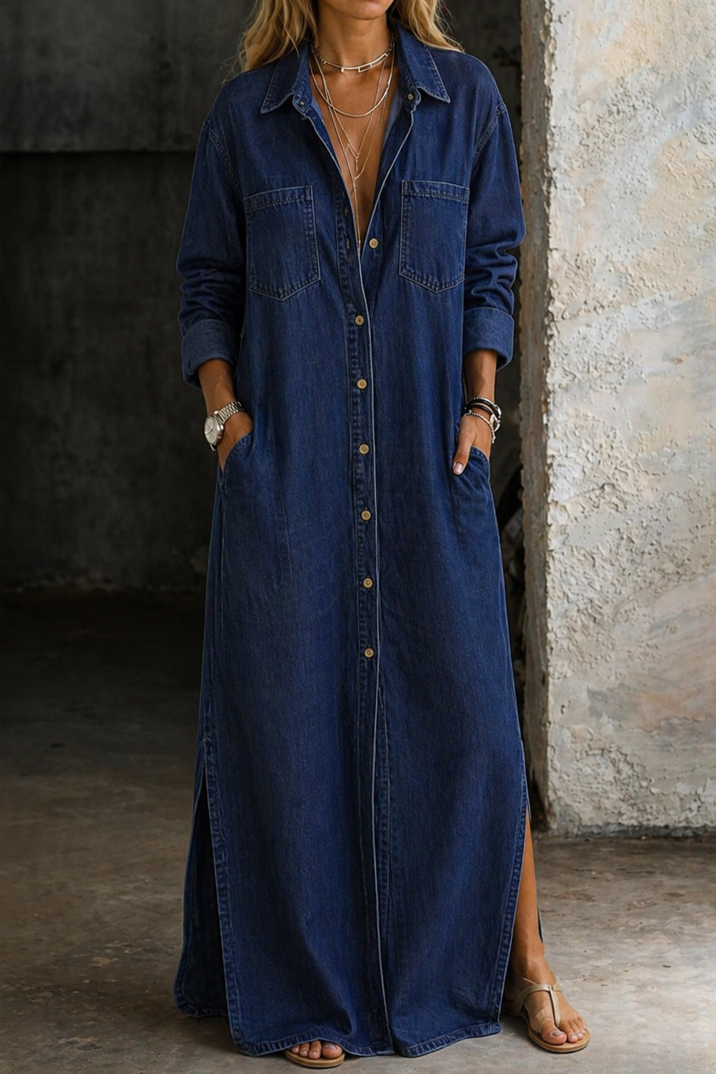 Mila | Robe Maxi en Denim
