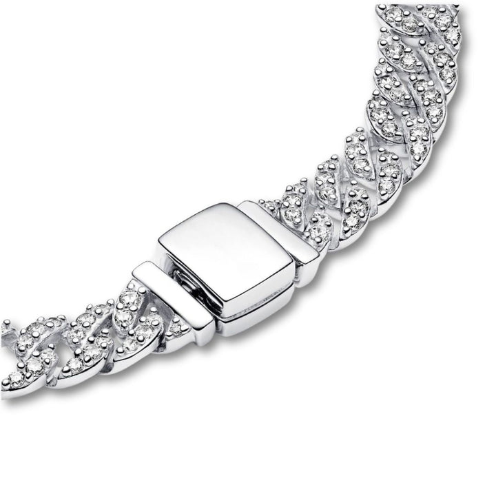Bracelet cubain intemporel en or avec pavé