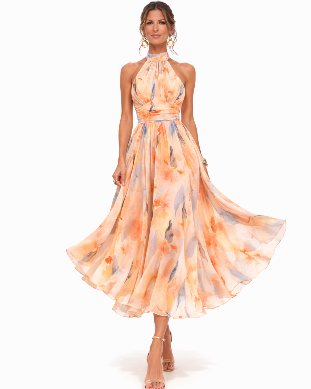 Aurora | Robe à décolleté américain et imprimé aquarelle