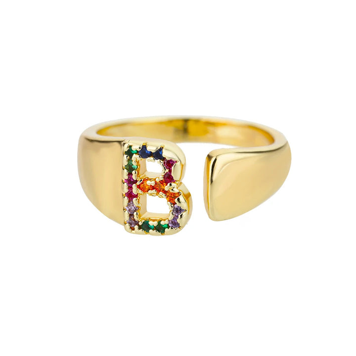 Bague avec Lettre Personnalisée en Acier Inoxydable