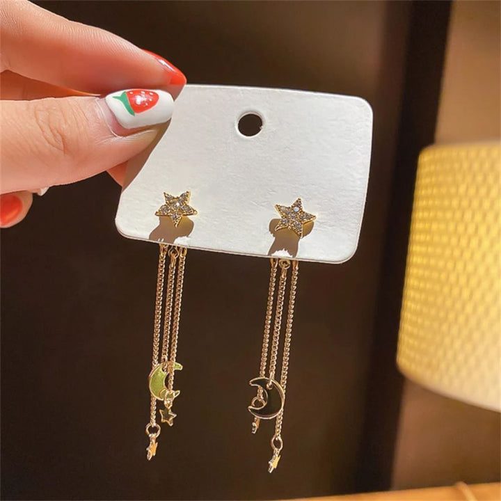 BOUCLES D'OREILLES EN FORME DE LUNE ET D'ÉTOILE (PAIRE)