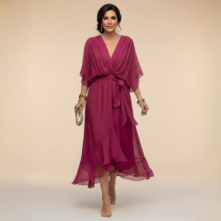 Serena™ | Robe fluide à décolleté en V d'une élégance éthérée