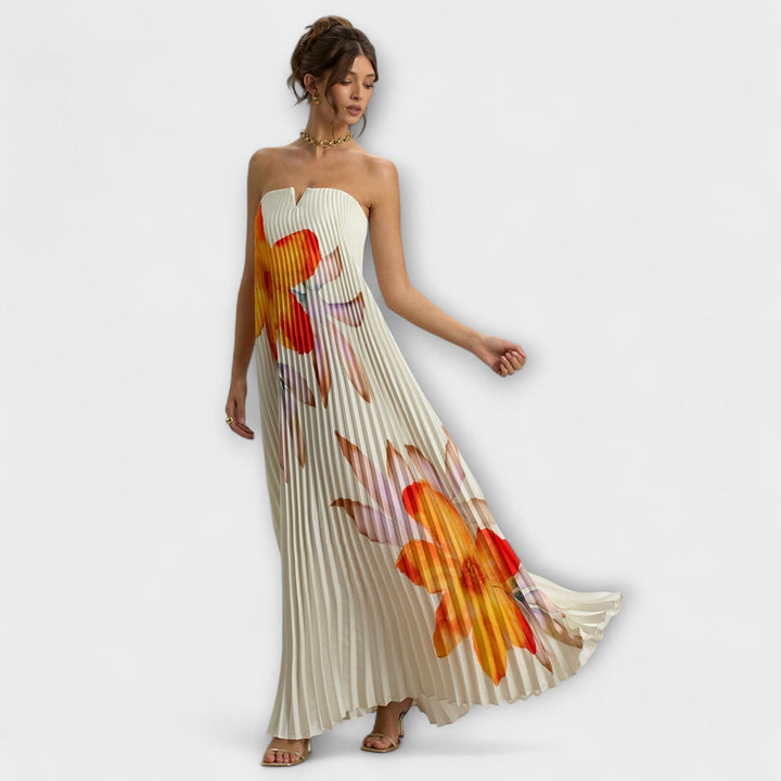 Michelle - Robe Maxi Coeur en fleur orange