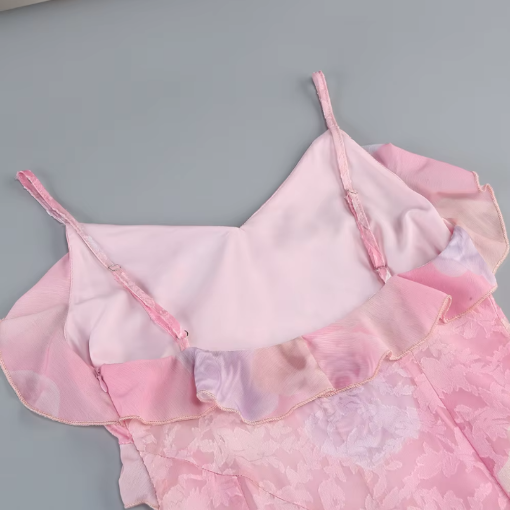 Robe Sans Manches Florale avec Volants