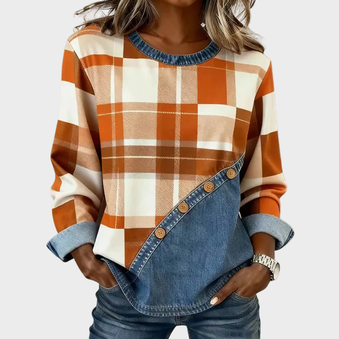 Tamara - Pull patchwork à carreaux