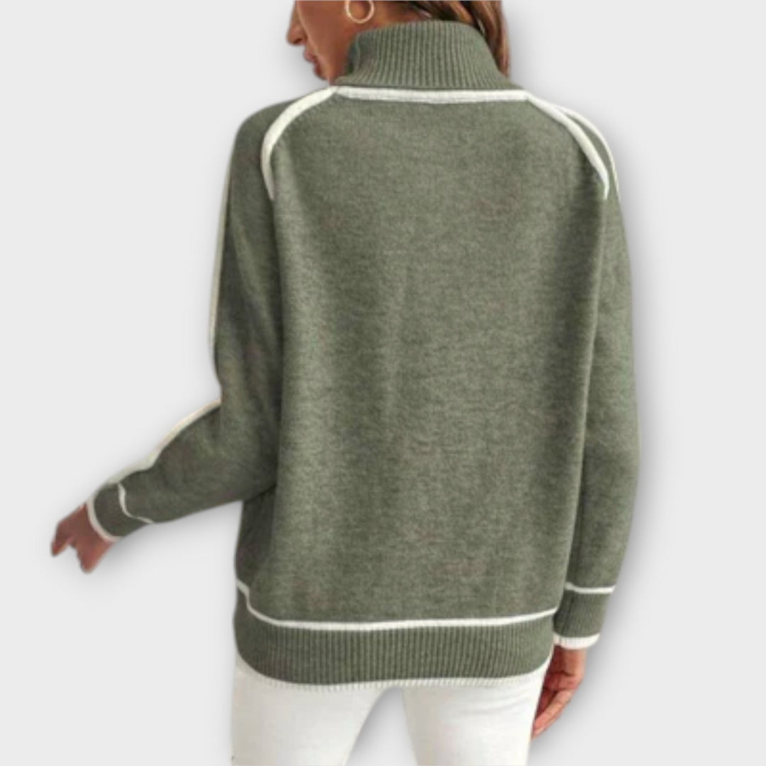 Christine - Pull en maille vert olive de luxe