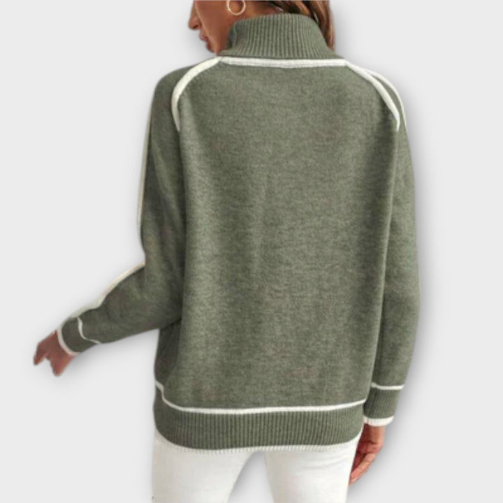 Christine - Pull en maille vert olive de luxe