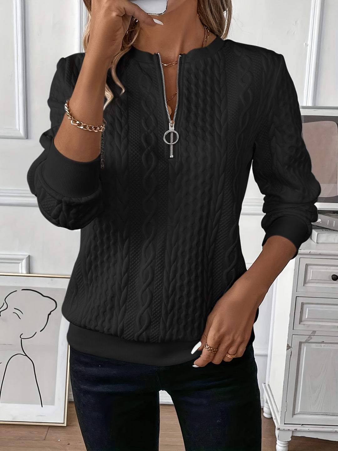 Bonita | Pull en tricot élégant avec fermeture éclair