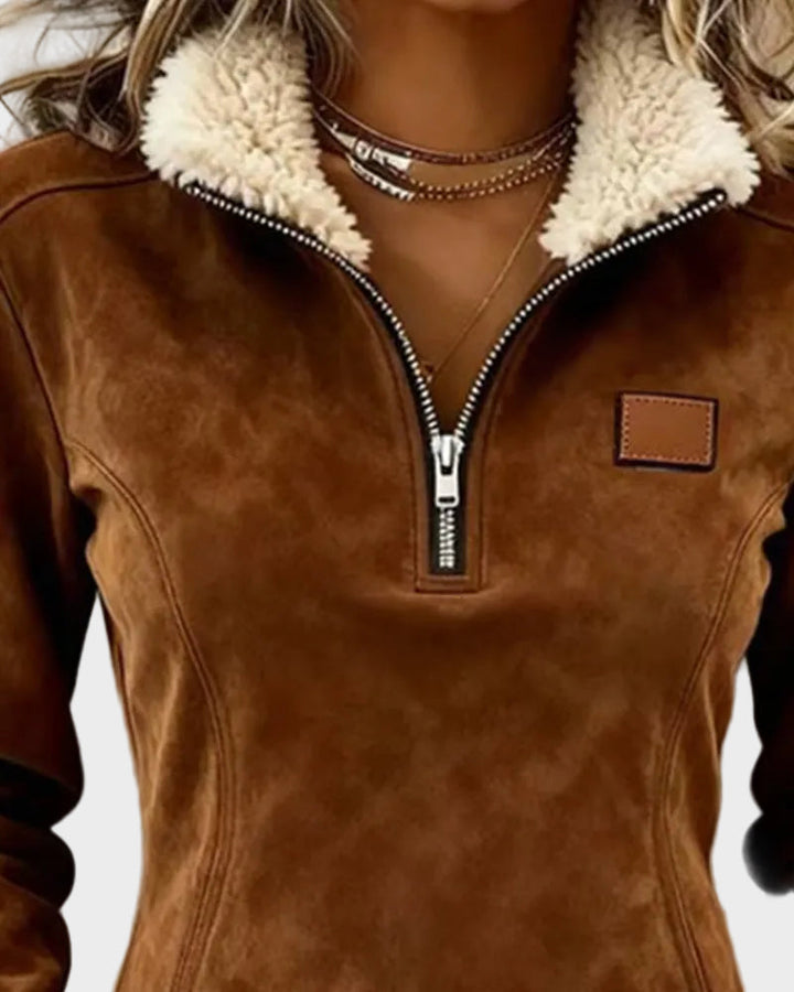 Petra – Sweat élégant pour femme avec fourrure et franges