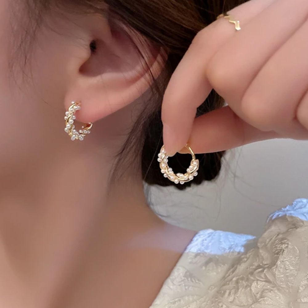 Torsadé Perles Boucles d'Oreilles (Paire)