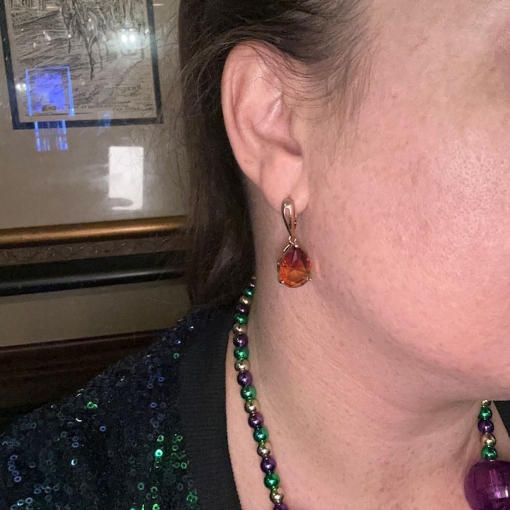 PAIRE DE BOUCLES D'OREILLES PENDANTES EN TOPAZE BICOLOR