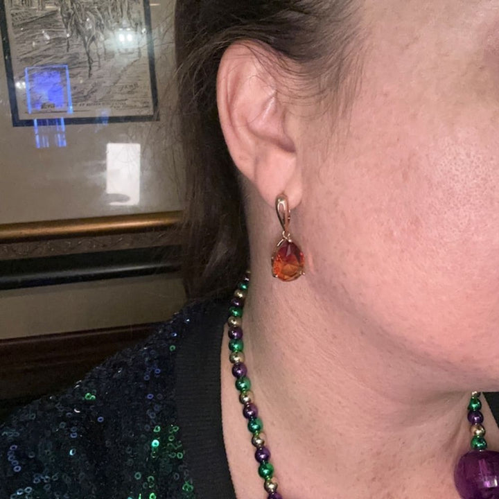 PAIRE DE BOUCLES D'OREILLES PENDANTES EN TOPAZE BICOLOR