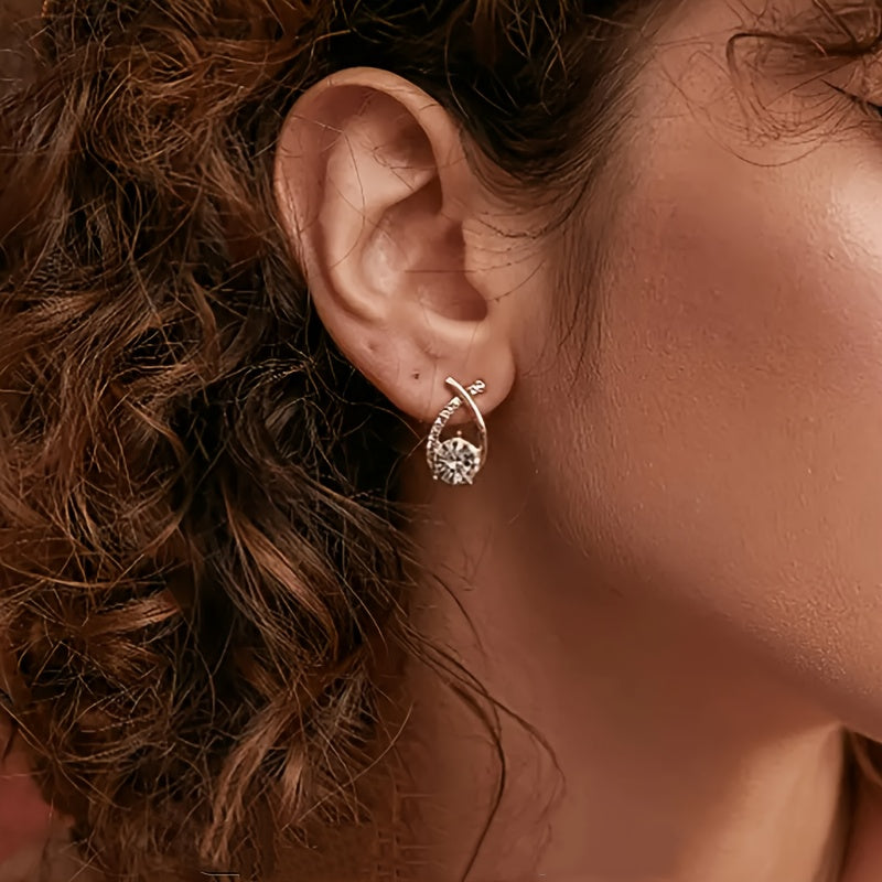 Boucles d'oreilles avec croix en or et zirconia