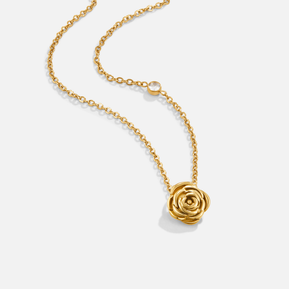 Collier avec Pendentif en Roses Dorées