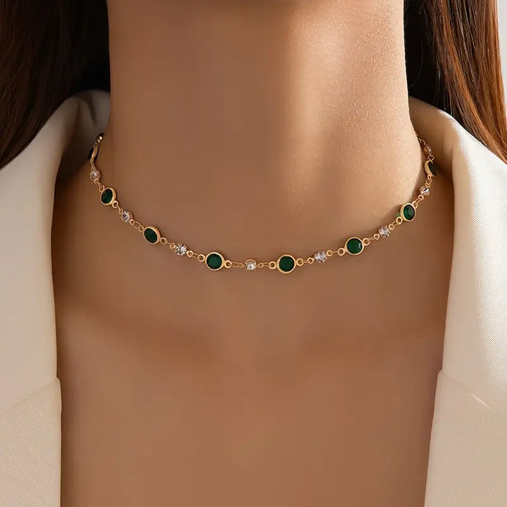 Collier Pendentif Émeraude Verte