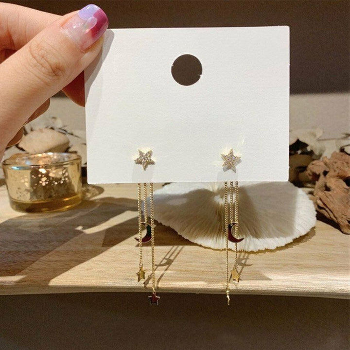 BOUCLES D'OREILLES EN FORME DE LUNE ET D'ÉTOILE (PAIRE)