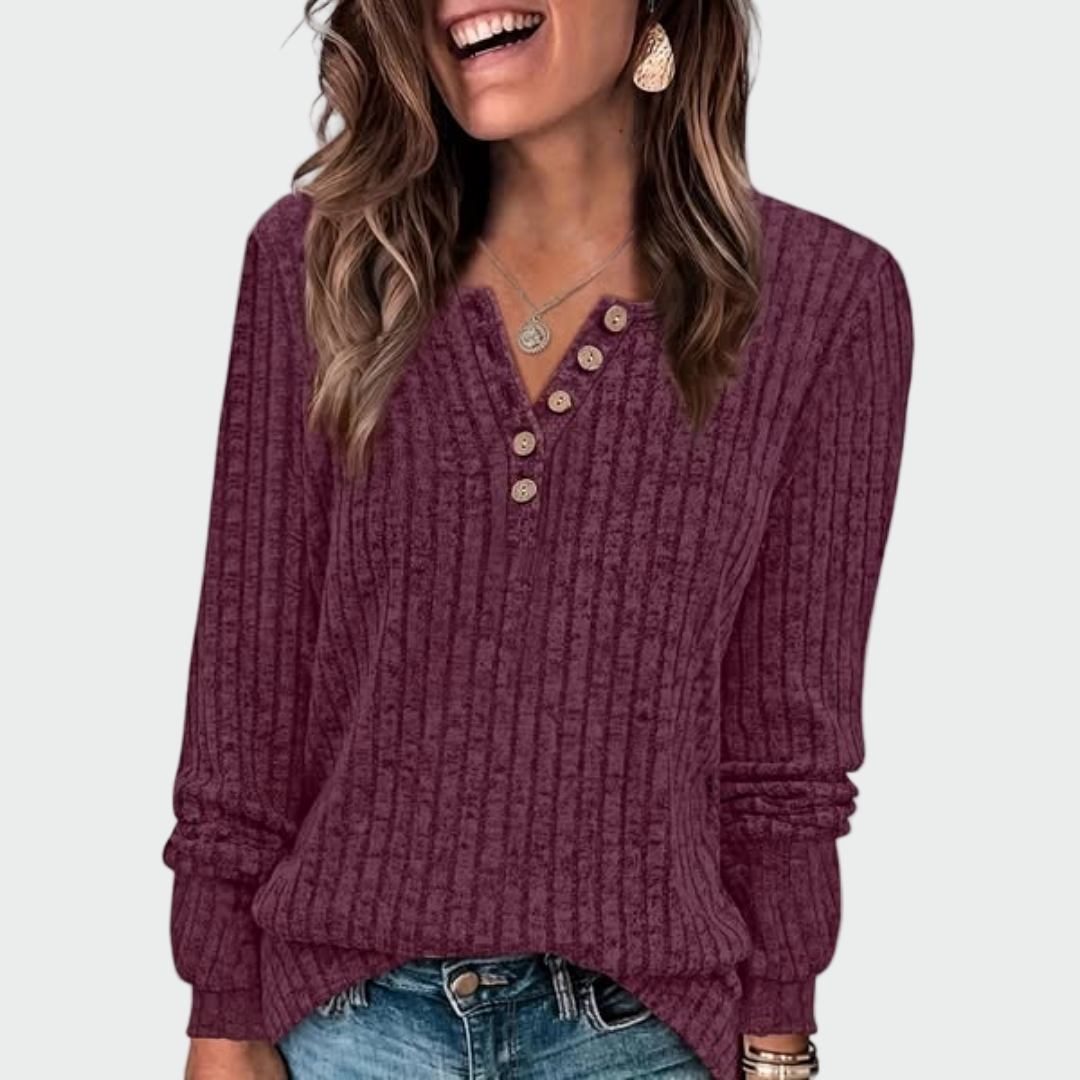 Ema - Pull en tricot féminin avec boutons