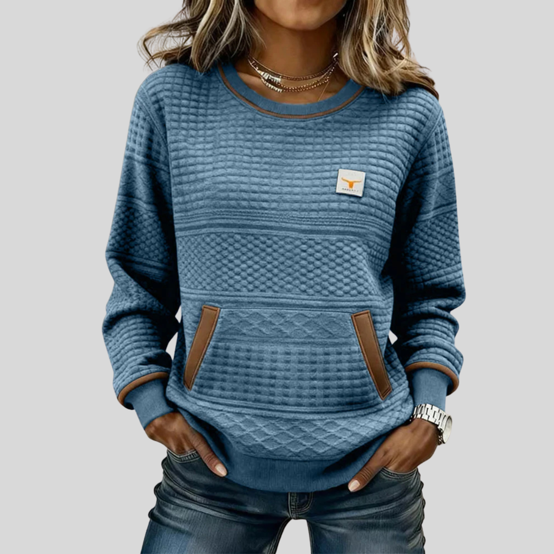Mies - Sweatshirt structuré en couleur bloc avec col rond