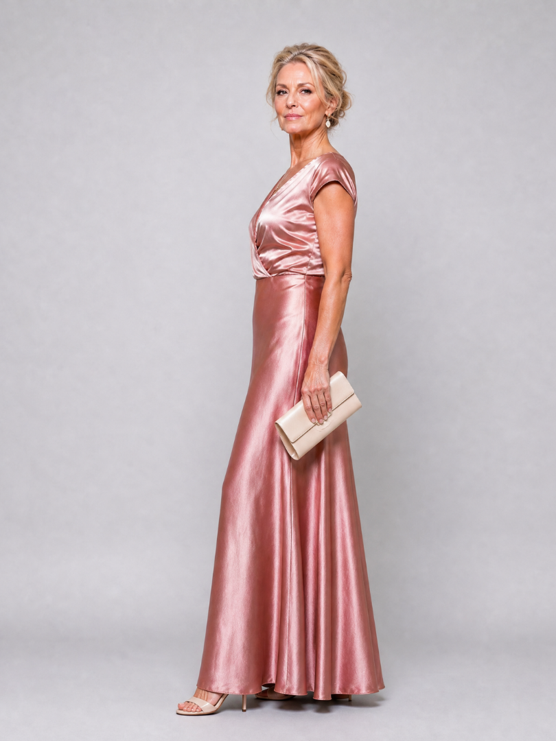 Samouse | Robe Maxi à Manches Courtes et Corps Croisé