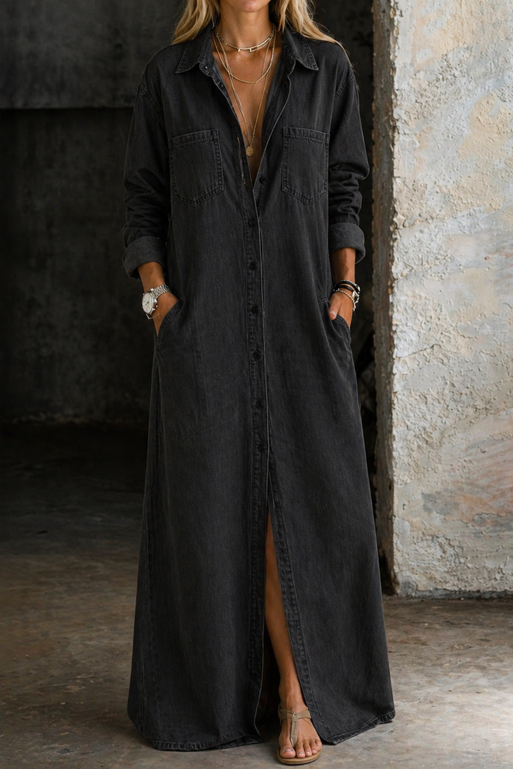 Mila | Robe Maxi en Denim