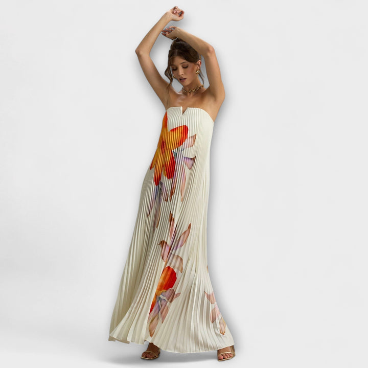 Michelle - Robe Maxi Coeur en fleur orange