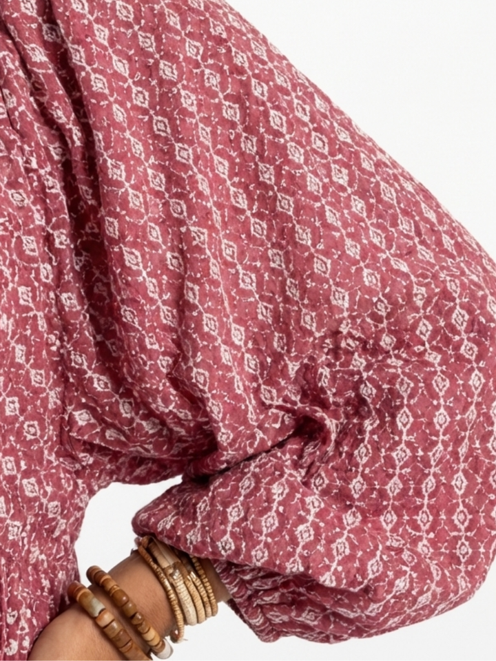Arlette | Robe midi à imprimé géométrique avec manches longues