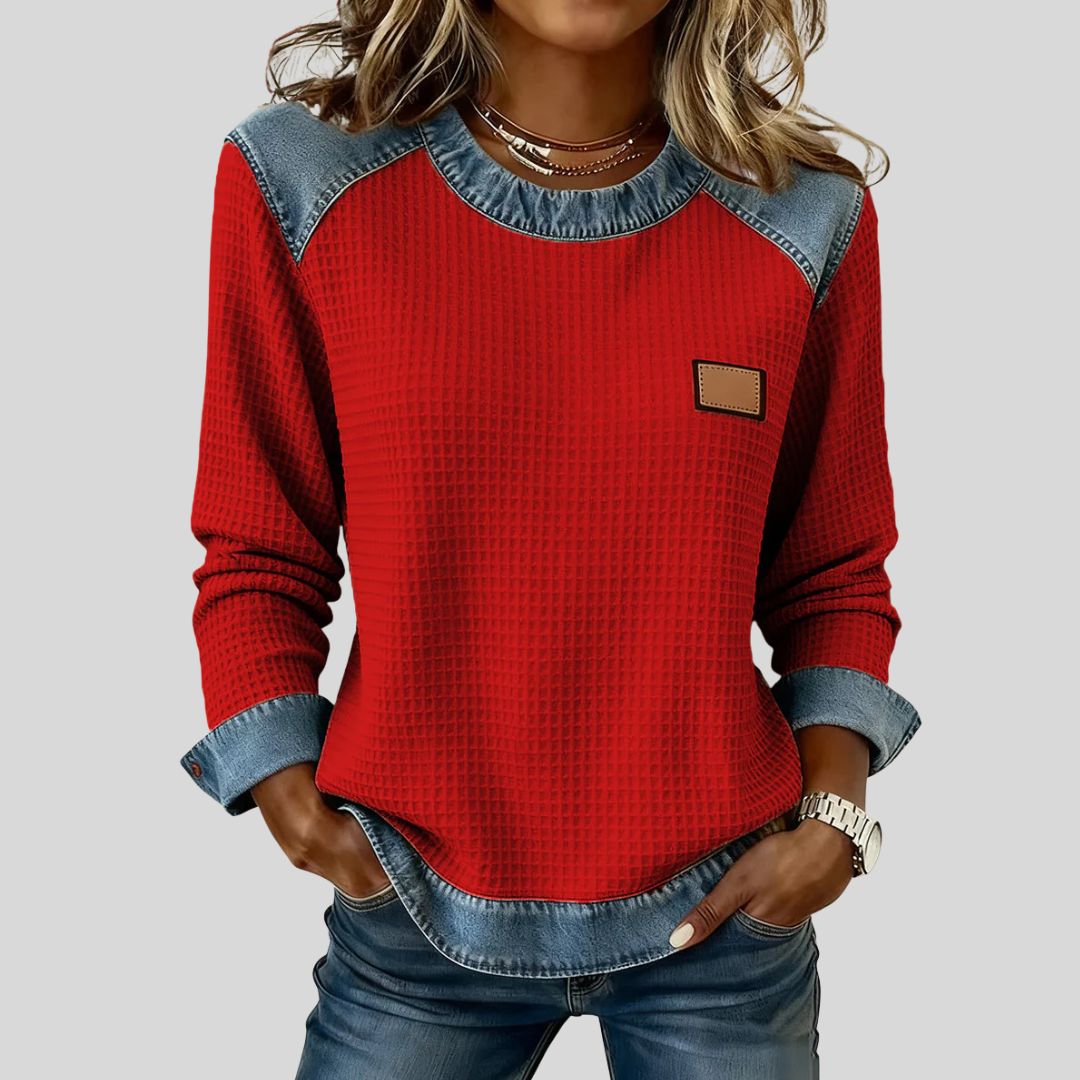 Hetty - Sweat-shirt patchwork avec texture gaufrée