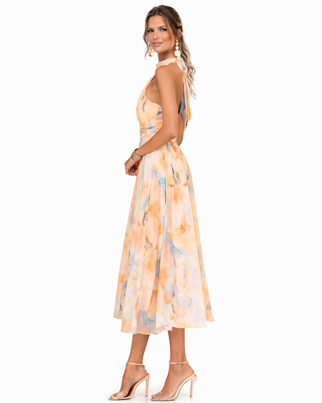 Aurora | Robe à décolleté américain et imprimé aquarelle