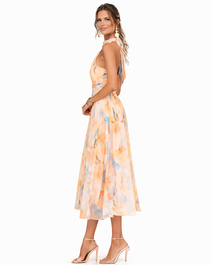 Aurora | Robe à décolleté américain et imprimé aquarelle