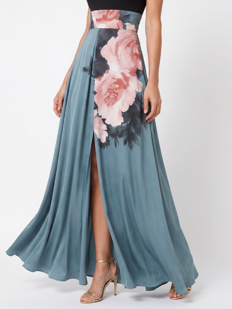 Olympas | Robe Maxi à Encolure Halter et Jupe Florale