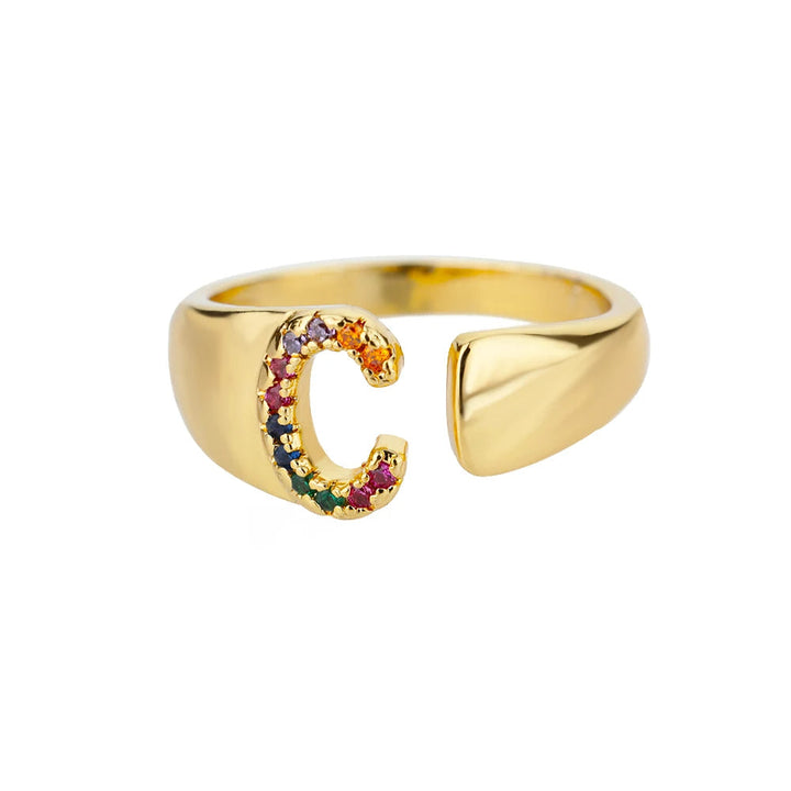 Bague avec Lettre Personnalisée en Acier Inoxydable