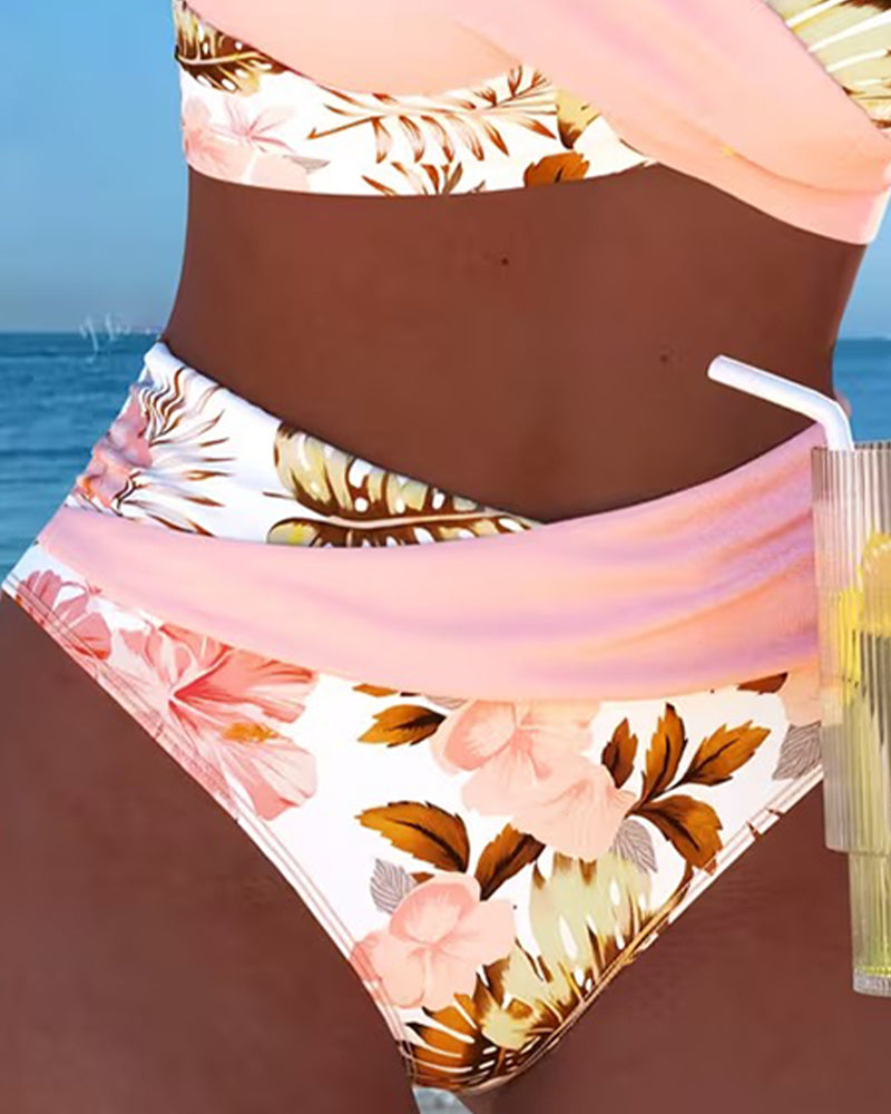 Jolina | Bikini à Fente Floral Contrasté