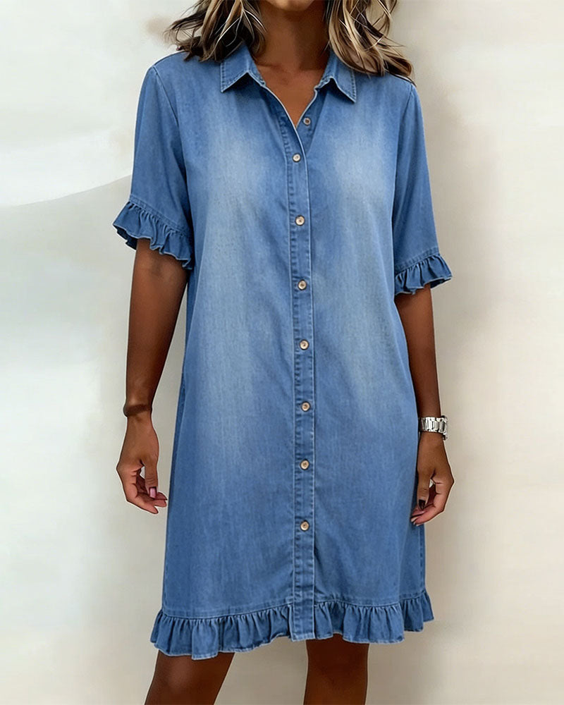Maria | Robe en Denim Confortable avec Plis Élévateurs