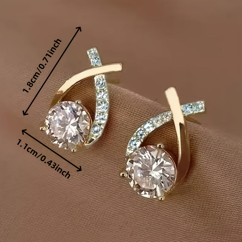 Boucles d'oreilles avec croix en or et zirconia