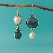 Boucles d'oreilles vintage en pierres naturelles bleues
