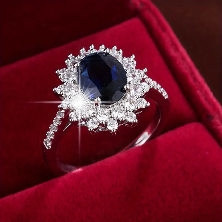 Bague Halo avec Saphir Doré