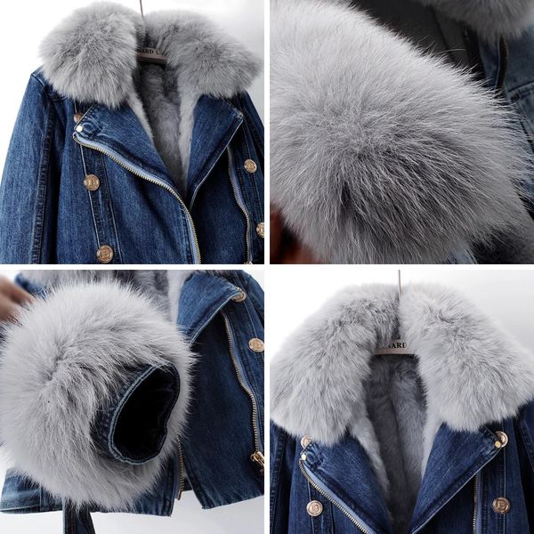 Margaux | Veste en denim avec col en fourrure