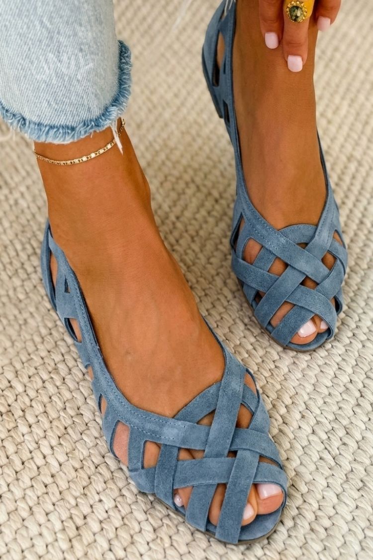 Hina | Sandales plates avec orteils ouverts et matériau tressé