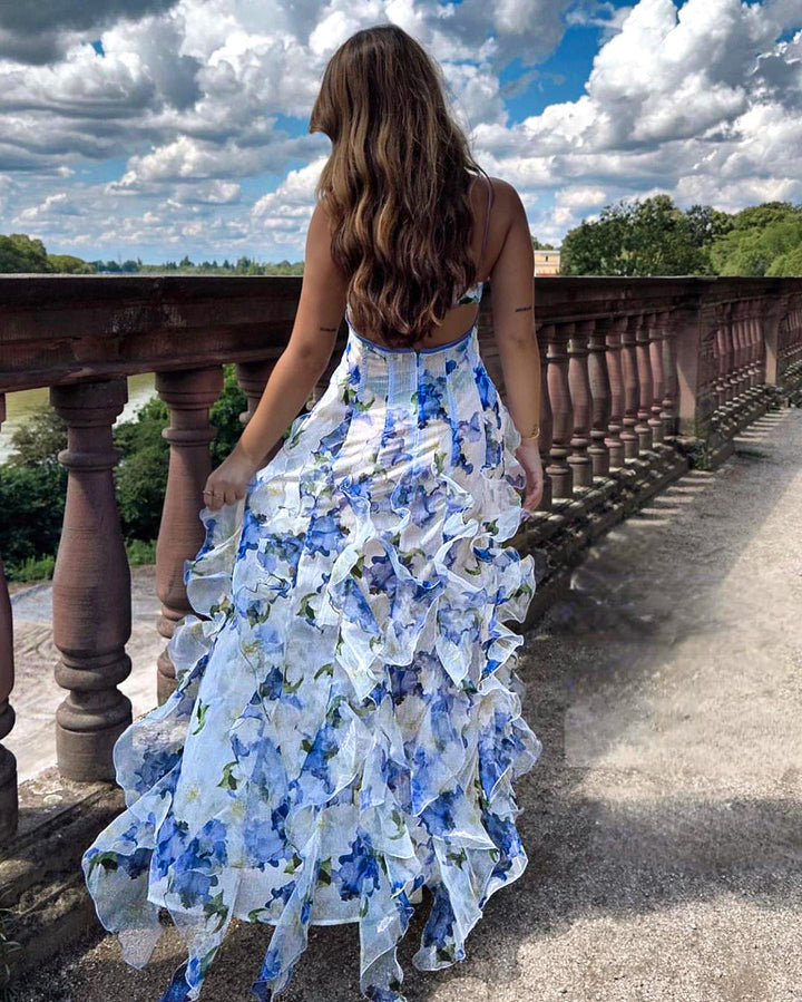 Uri™ | Robe Midi Fleurie avec Volants