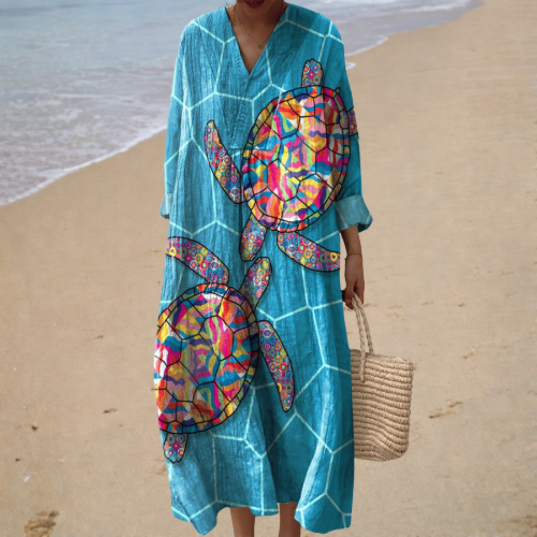 Marina | Robe Longue Avec Motif Tortue