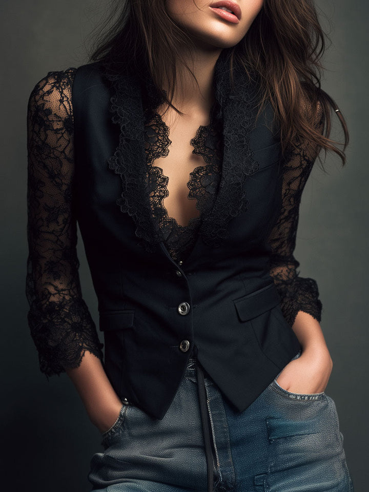 Teresa - Blazer avec Manches Semi-Transparentes