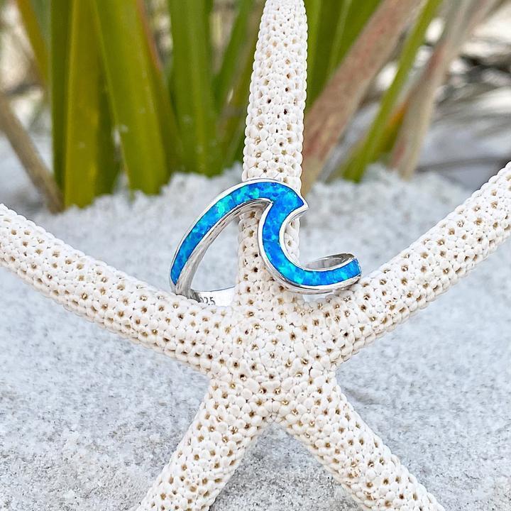 Bague en Argent avec Opale Bleue