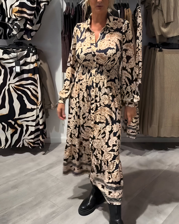 Marisse™ | Robe Midi à Motif avec Col en V