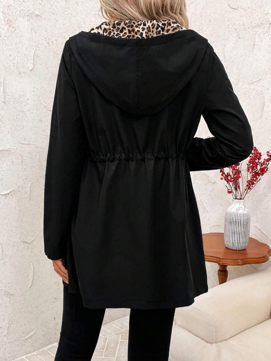 Saoirse | Sweat à capuche réversible avec imprimé léopard